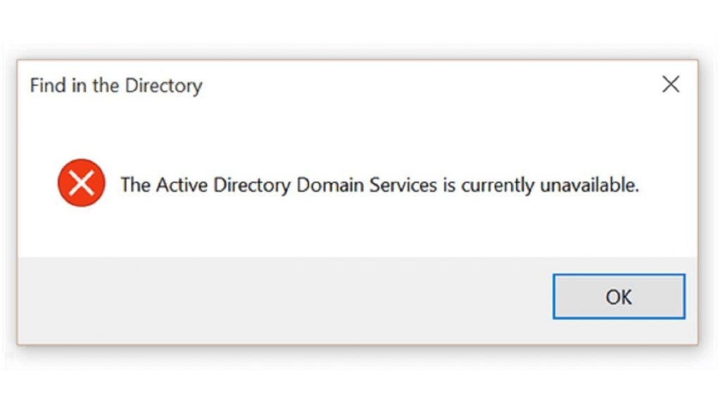 Active Directory Domain Services Unavailable Windows 10